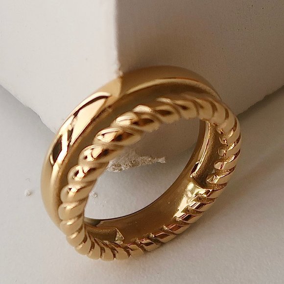 Jewelry - NEW 18K Gold Plated Double Layer Open Ring 0